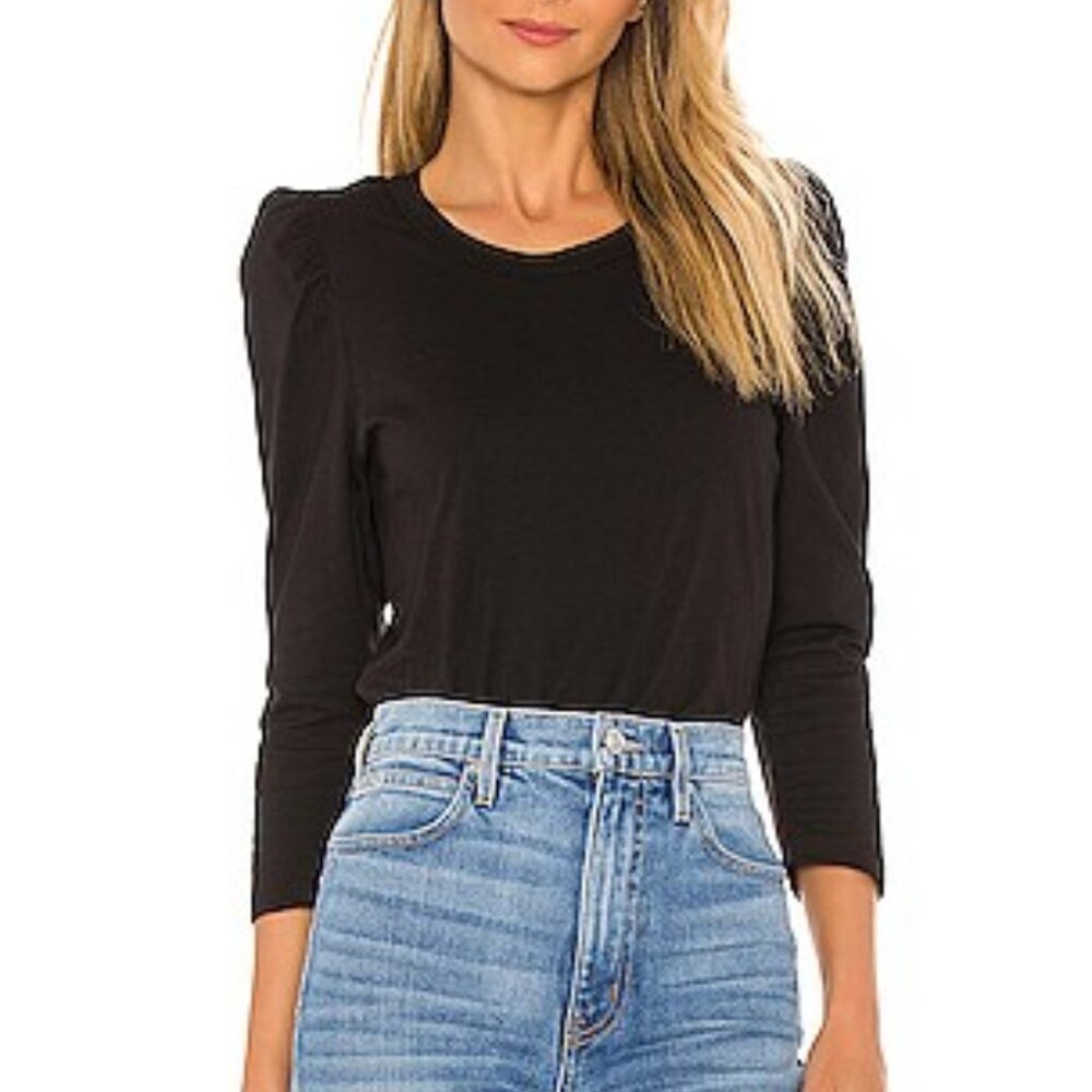 A.L.C. Karlie Puff-Sleeve Tee (black, size small)